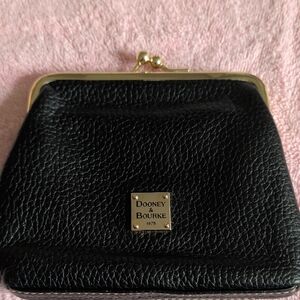 Dooney & Bourke Black Pebble Leather Kiss-Lock Wallet